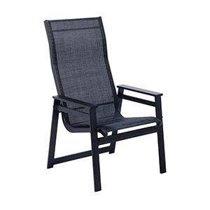 Mobel Stacking Dining Chair in Aluminum with Strap