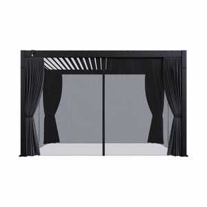 10'x13' Curtain and Mosquito Net Set - Dark Gray