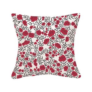 Coussin carré - Fleurs rouges
