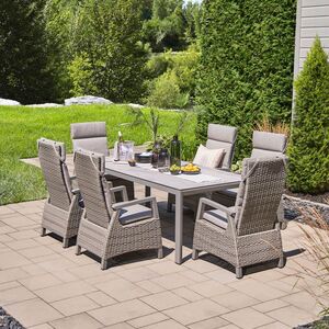 Prato Dining Set – 6 Chairs and Rectangular Table Taupe