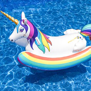 Flotteur de piscine à bascule pour enfants à enfourcher en forme de licorne