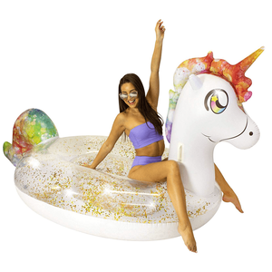 Pool Candy Giant 3 Person Ride-On Glitter Unicorn Float