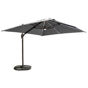 Parasol suspendu Deluxe 10' avec lumière DEL - Charbon - Gris foncé