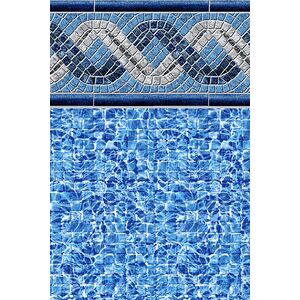 Toile accrochée Greystone River Tile ovale de 16 x 32 pieds pour piscine d'une hauteur de 54 pouces