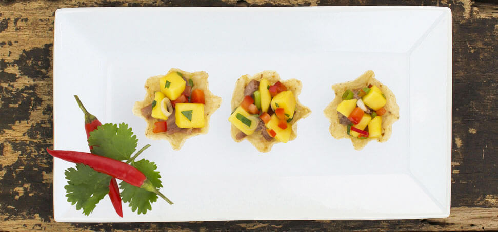 Smoked duck with mango salsa